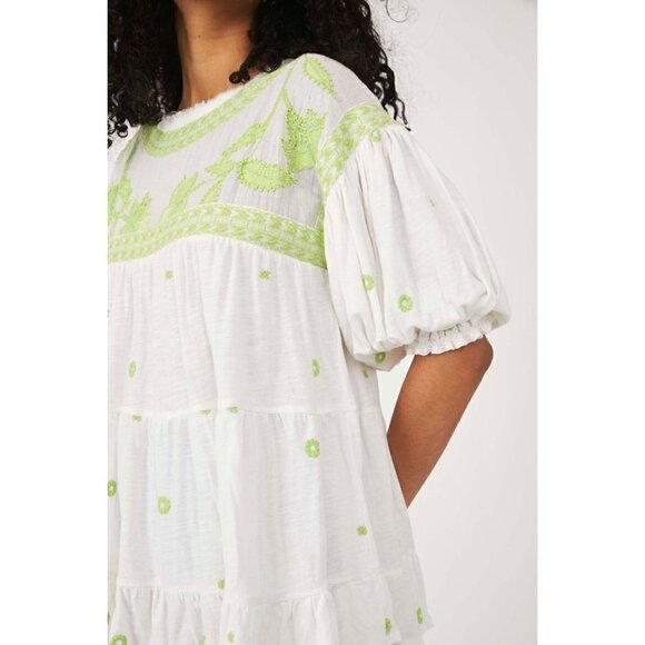 Free People Edie Tee Swing Top Blouse  / White Combo / S / EUC! - Picture 5 of 7